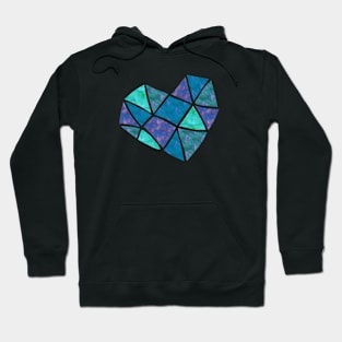 Love the world: Stained glass heart (blues, greens, purples) Hoodie